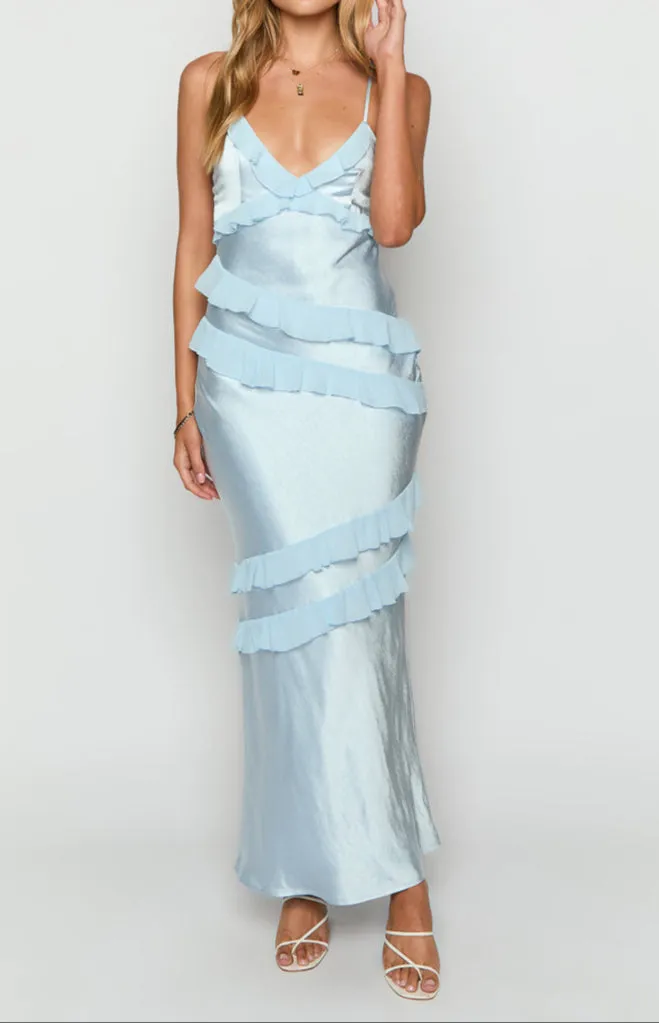 Andrea blue maxi dress with ruffles 