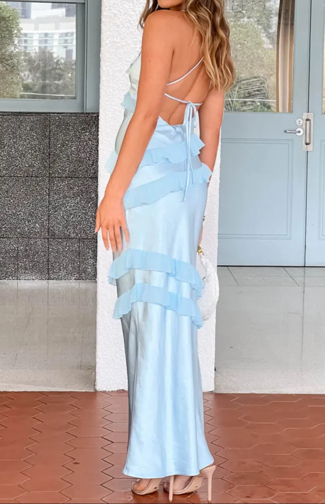 Andrea blue maxi dress with ruffles 