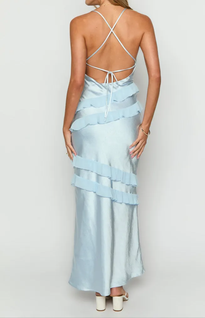 Andrea blue maxi dress with ruffles 