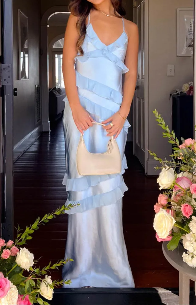 Andrea blue maxi dress with ruffles 