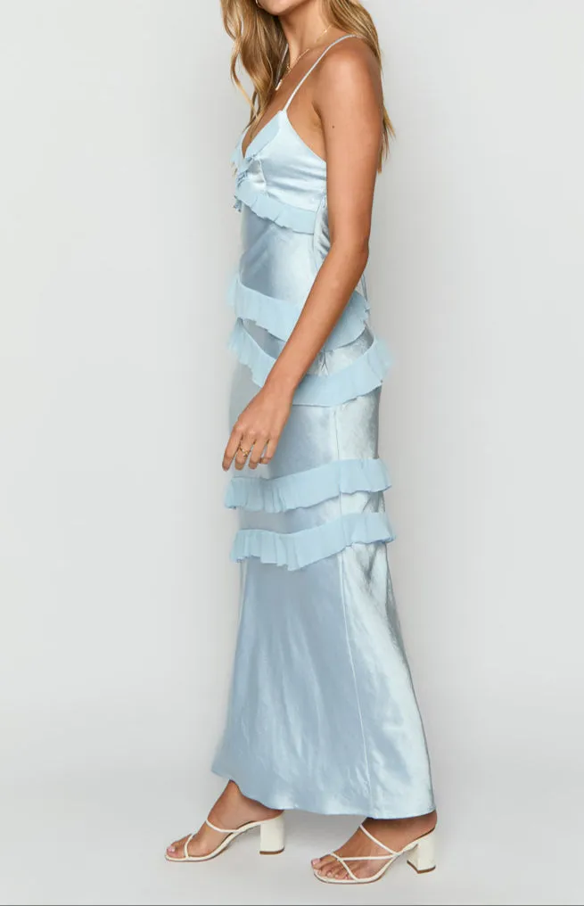 Andrea blue maxi dress with ruffles 