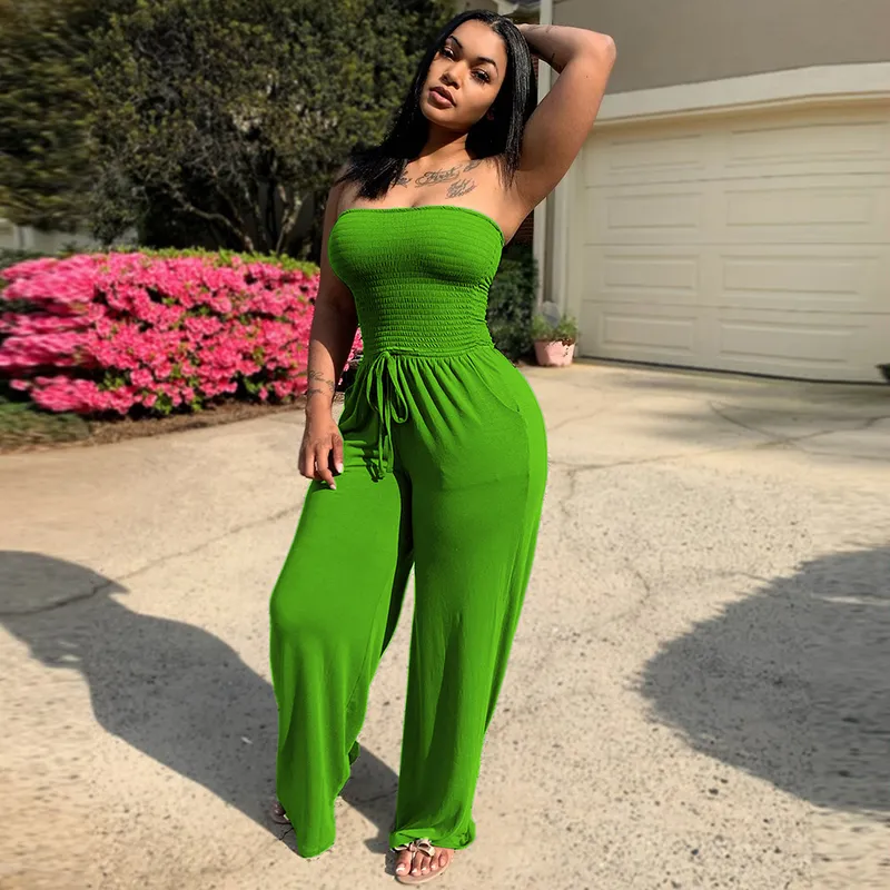 Anika Strapless Smocked Wide Leg Jumpsuit