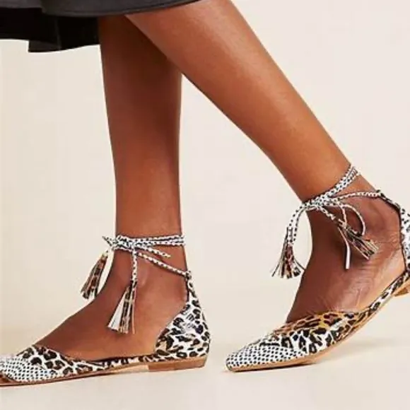 Anthropologie Silent D Hyland Ankle-Tie Flats 39 or 8/8.5