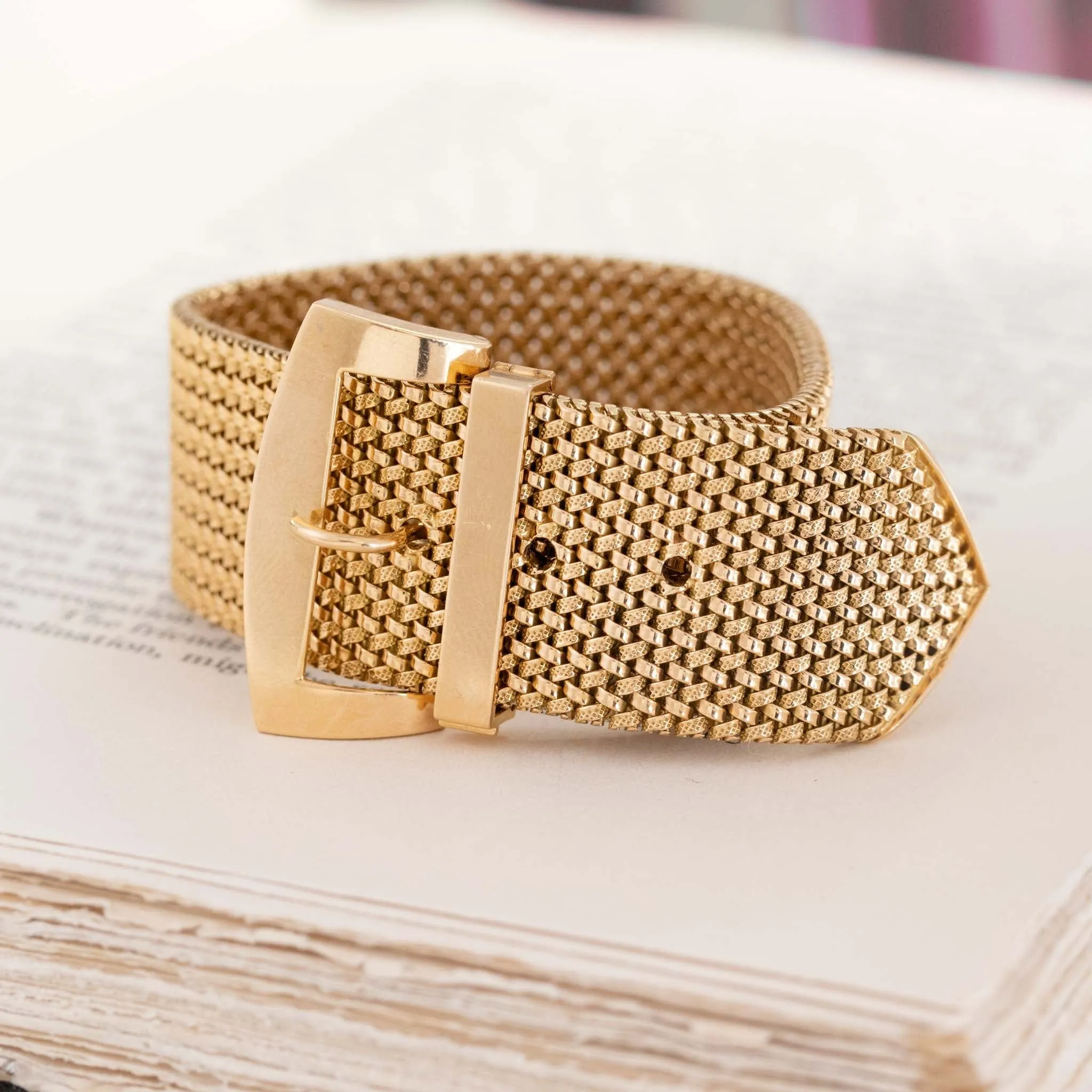 Antique Mesh Buckle Bracelet, French