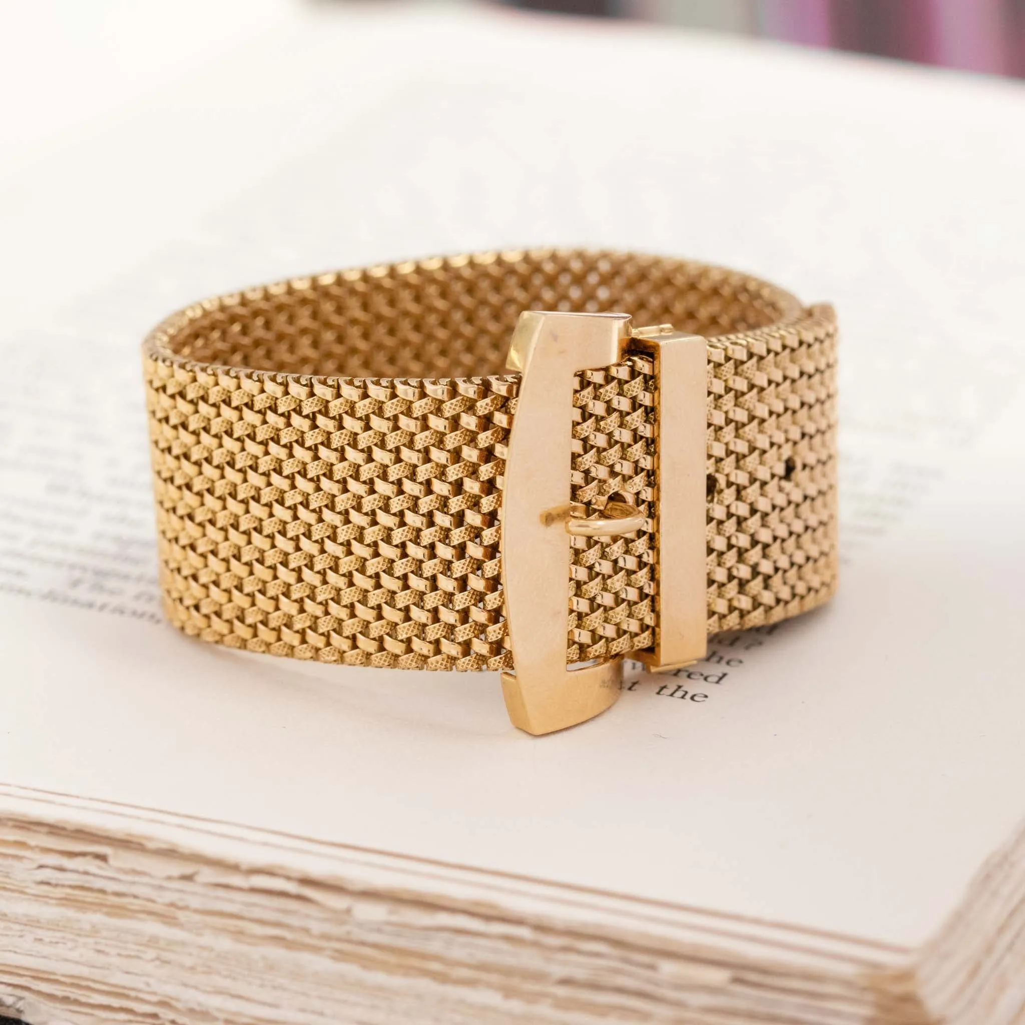 Antique Mesh Buckle Bracelet, French