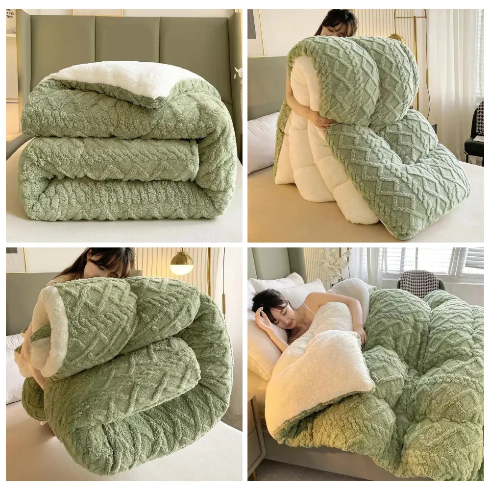 Anyhouz Blanket Yellow Cashmere Super Thick Warm Quilt Comforter
