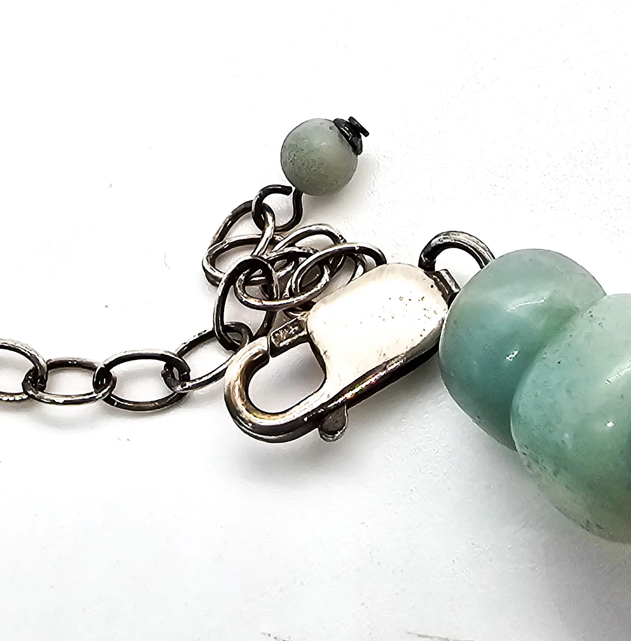 Aquamarine blue gemstone sterling silver rondelle natural beaded adjustable necklace