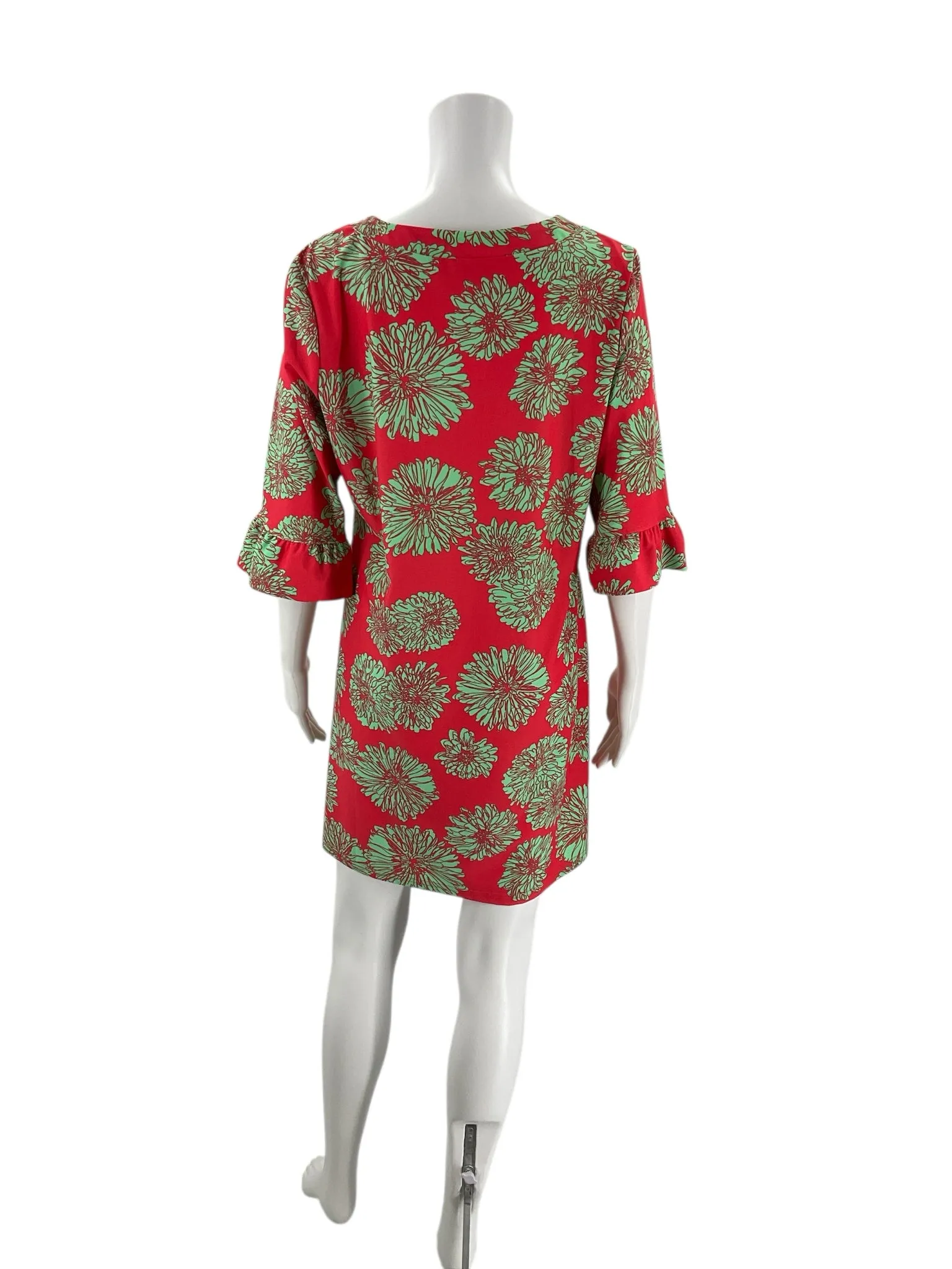 Aryeh Coral/Green Print Dress - Size Large