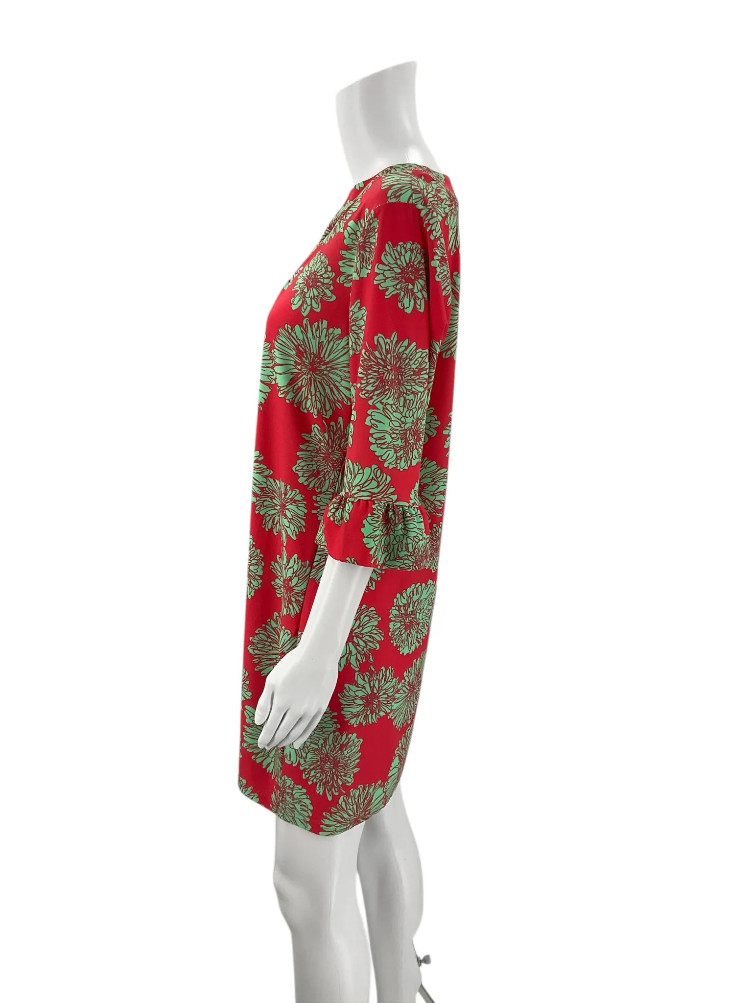 Aryeh Coral/Green Print Dress - Size Large