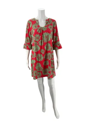 Aryeh Coral/Green Print Dress - Size Large