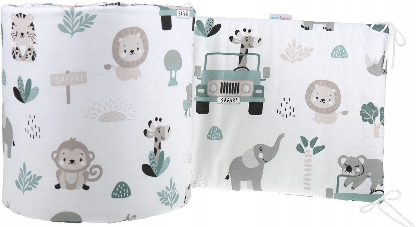 Baby Padded Straight Bumper Cotton Protection fit Cot 180x30cm On Safari