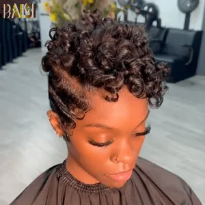 BAISI Short Top Curly Full Lace Wig