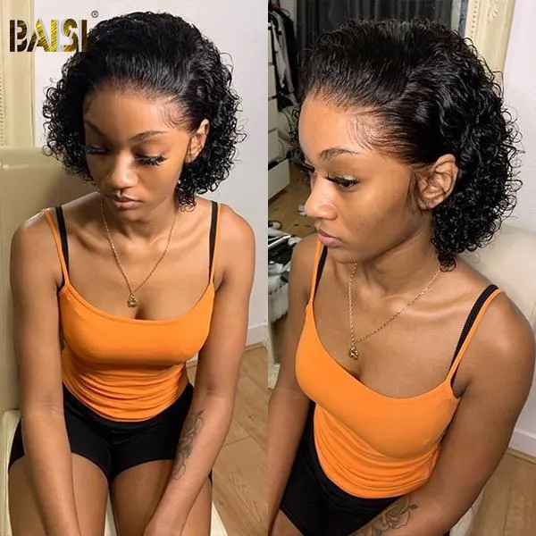 BAISI SLICK BACK SHORT CUT CUTE CURL Pixie Cut Wig
