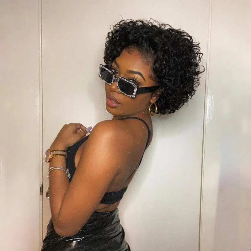 BAISI SLICK BACK SHORT CUT CUTE CURL Pixie Cut Wig