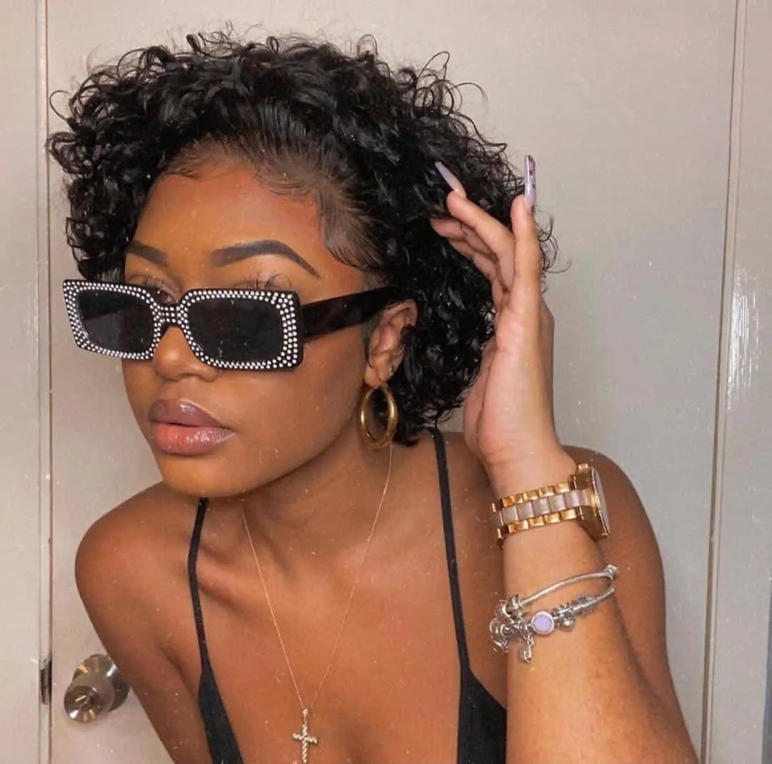 BAISI SLICK BACK SHORT CUT CUTE CURL Pixie Cut Wig