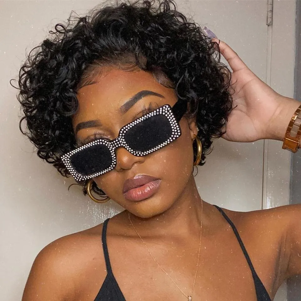 BAISI SLICK BACK SHORT CUT CUTE CURL Pixie Cut Wig