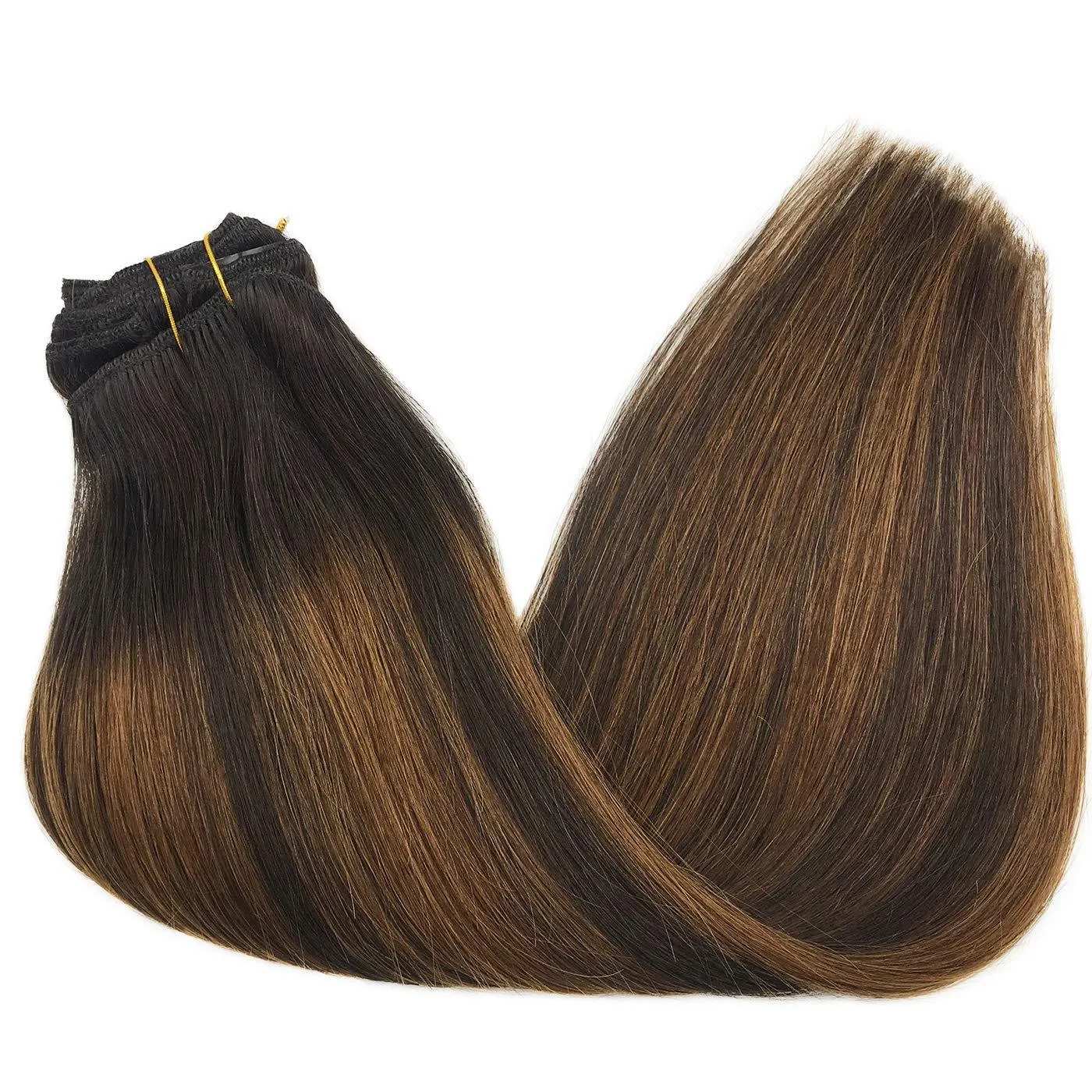 Balayage Dark Brown to Chestnut Brown 7pcs 120g Clip in Human Hair Extensions
