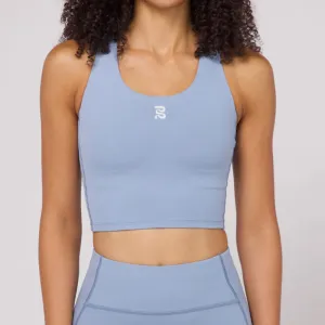 Bandit Running Stamina Scoop Neck Race Crop - Smokey Blue