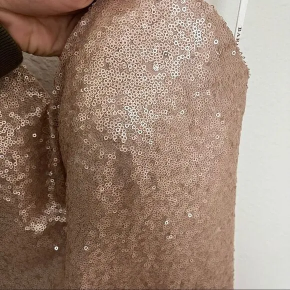 Bari Jay Gold Champagne Sequin Bridesmaid Dress