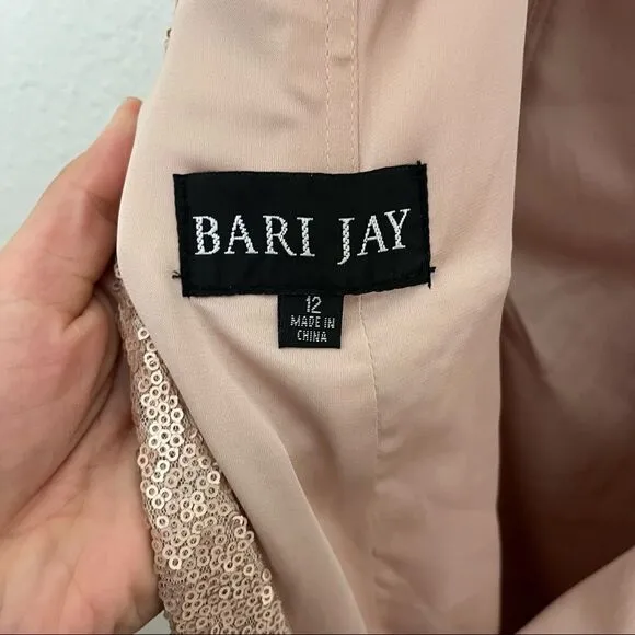 Bari Jay Gold Champagne Sequin Bridesmaid Dress