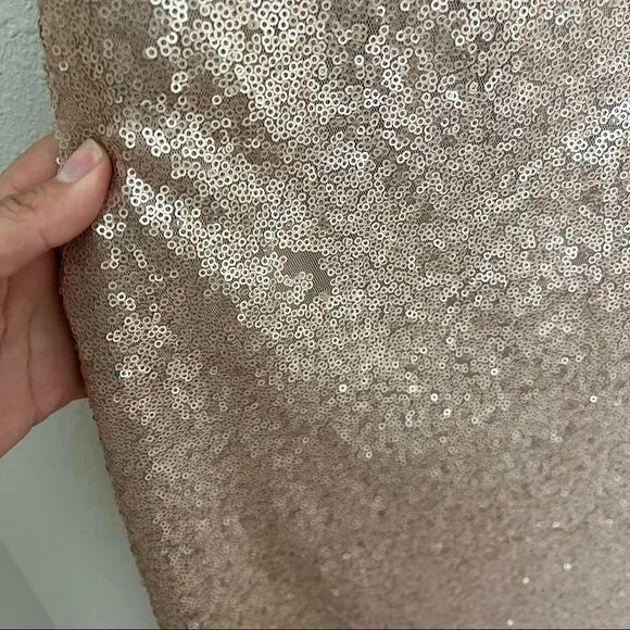 Bari Jay Gold Champagne Sequin Bridesmaid Dress