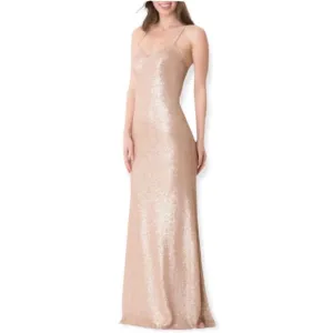 Bari Jay Gold Champagne Sequin Bridesmaid Dress