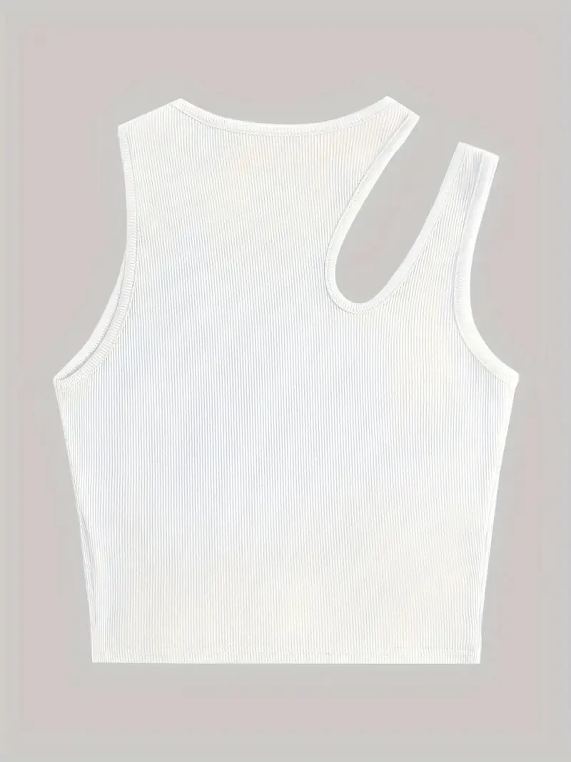 Basic Asymmetric Crop Tank Top 