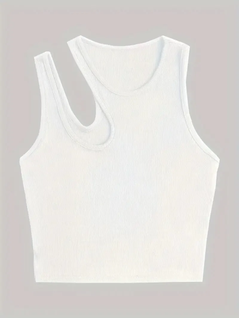 Basic Asymmetric Crop Tank Top 