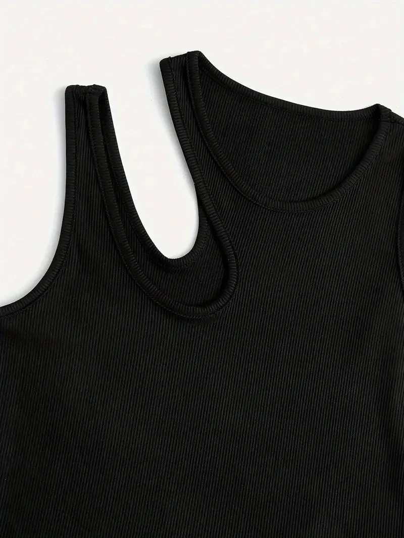 Basic Asymmetric Crop Tank Top 