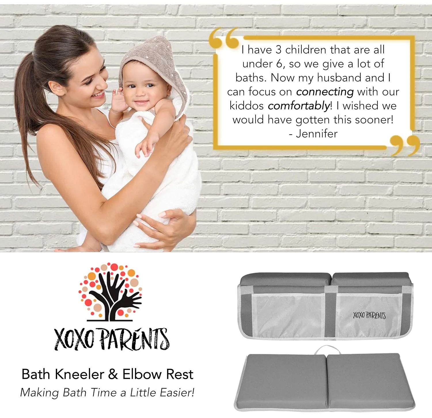 Bath Kneeler and Elbow Rest with Bath Toy Storage