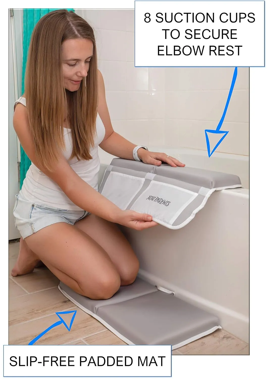 Bath Kneeler and Elbow Rest with Bath Toy Storage
