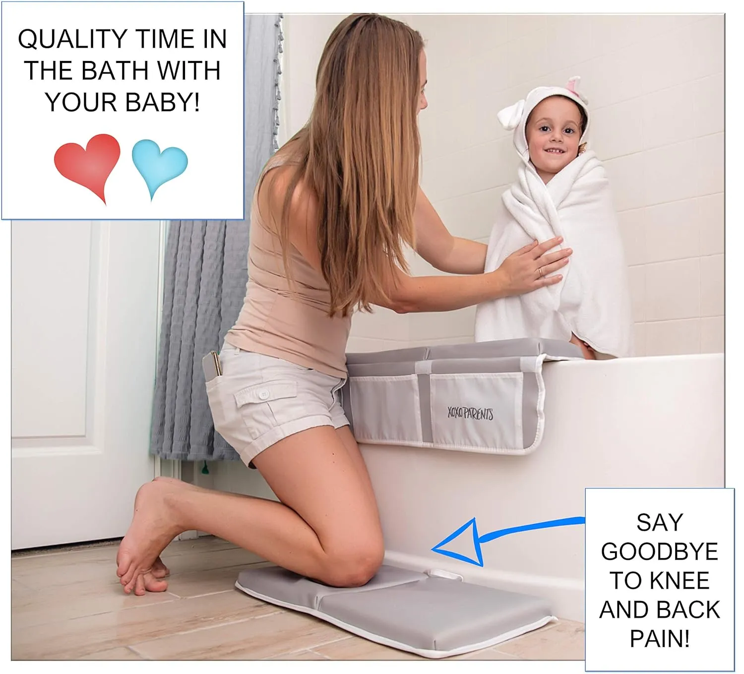 Bath Kneeler and Elbow Rest with Bath Toy Storage