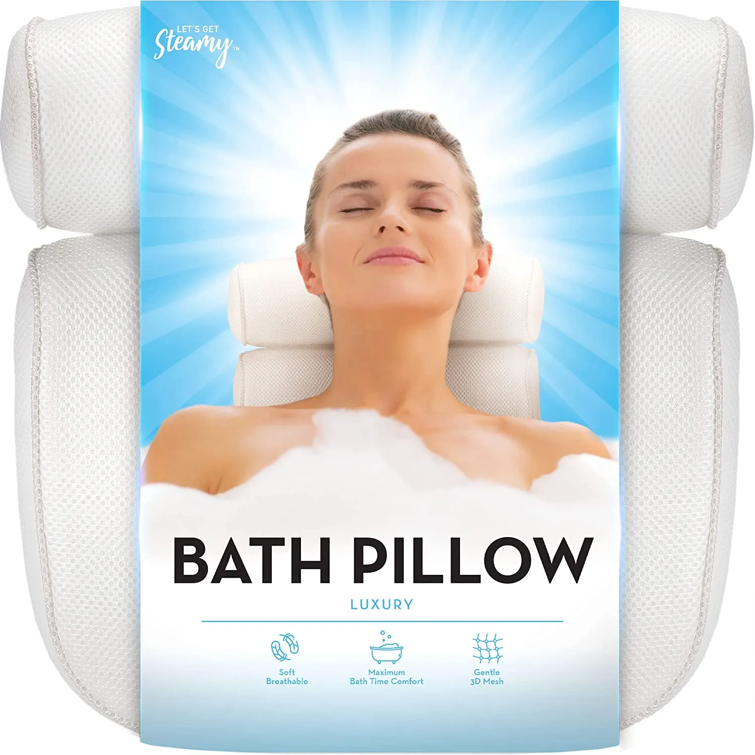 Bath Pillow (Ultra Soft), Luxury Bath Tub Pillow Headrest, Spa Bath Pillows for Tub Neck and Back Support, Essential Relaxing Bathtub Accessories for Women, Air Mesh Head Bathtub Pillow for Adults