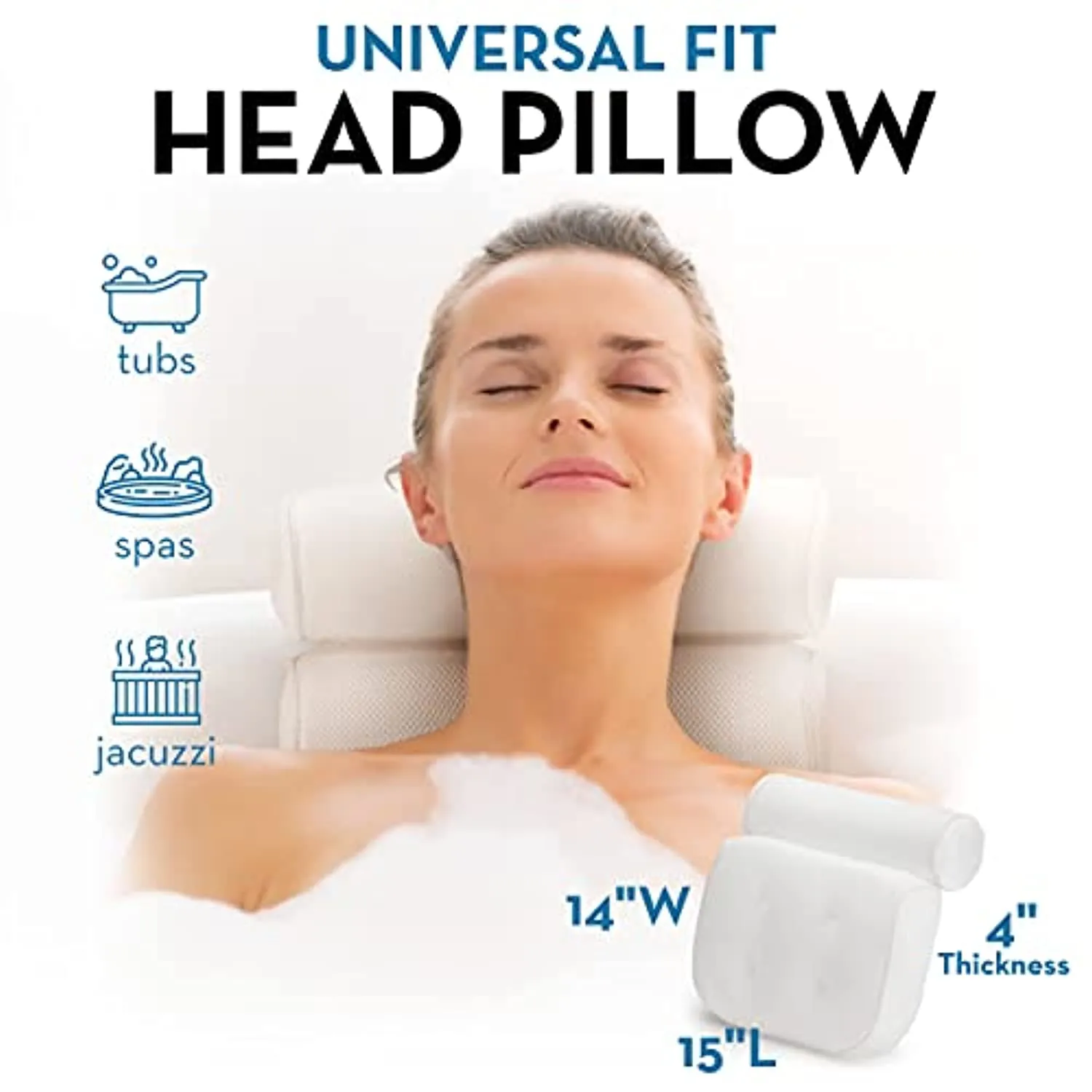 Bath Pillow (Ultra Soft), Luxury Bath Tub Pillow Headrest, Spa Bath Pillows for Tub Neck and Back Support, Essential Relaxing Bathtub Accessories for Women, Air Mesh Head Bathtub Pillow for Adults