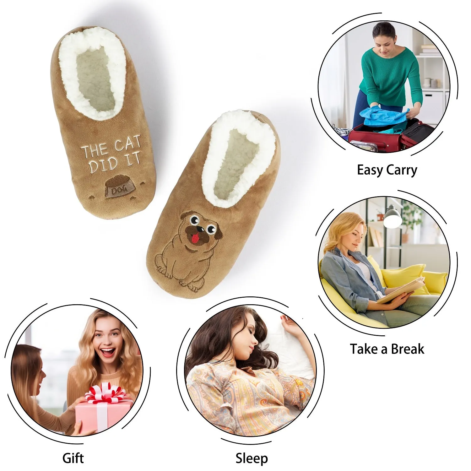 BenSorts Fuzzy Slipper Socks for Women Funny House Slippers with Grips