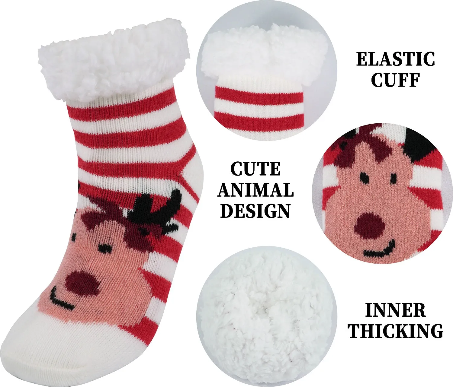 BenSorts Kids Slipper Socks Girls Boys Warm Fuzzy Fleece Christmas Socks Gift Stocking Stuffers