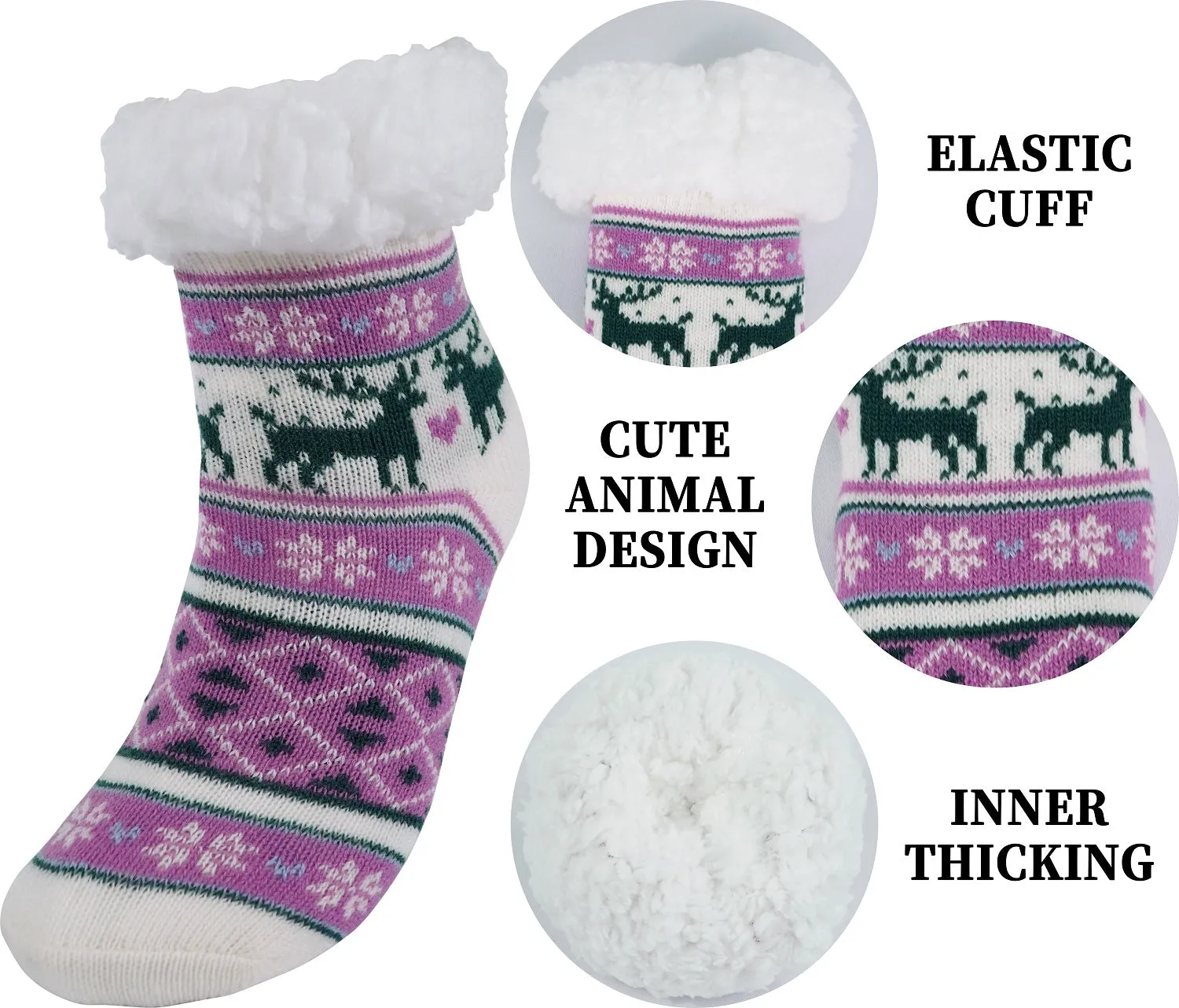 BenSorts Kids Slipper Socks Girls Boys Warm Fuzzy Fleece Christmas Socks Gift Stocking Stuffers
