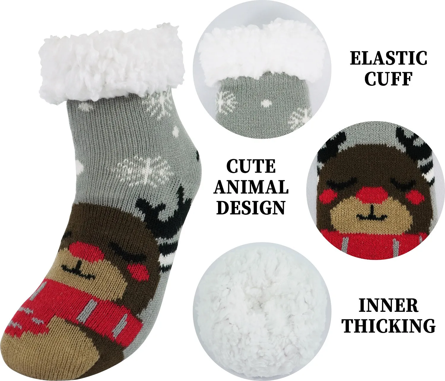 BenSorts Kids Slipper Socks Girls Boys Warm Fuzzy Fleece Christmas Socks Gift Stocking Stuffers