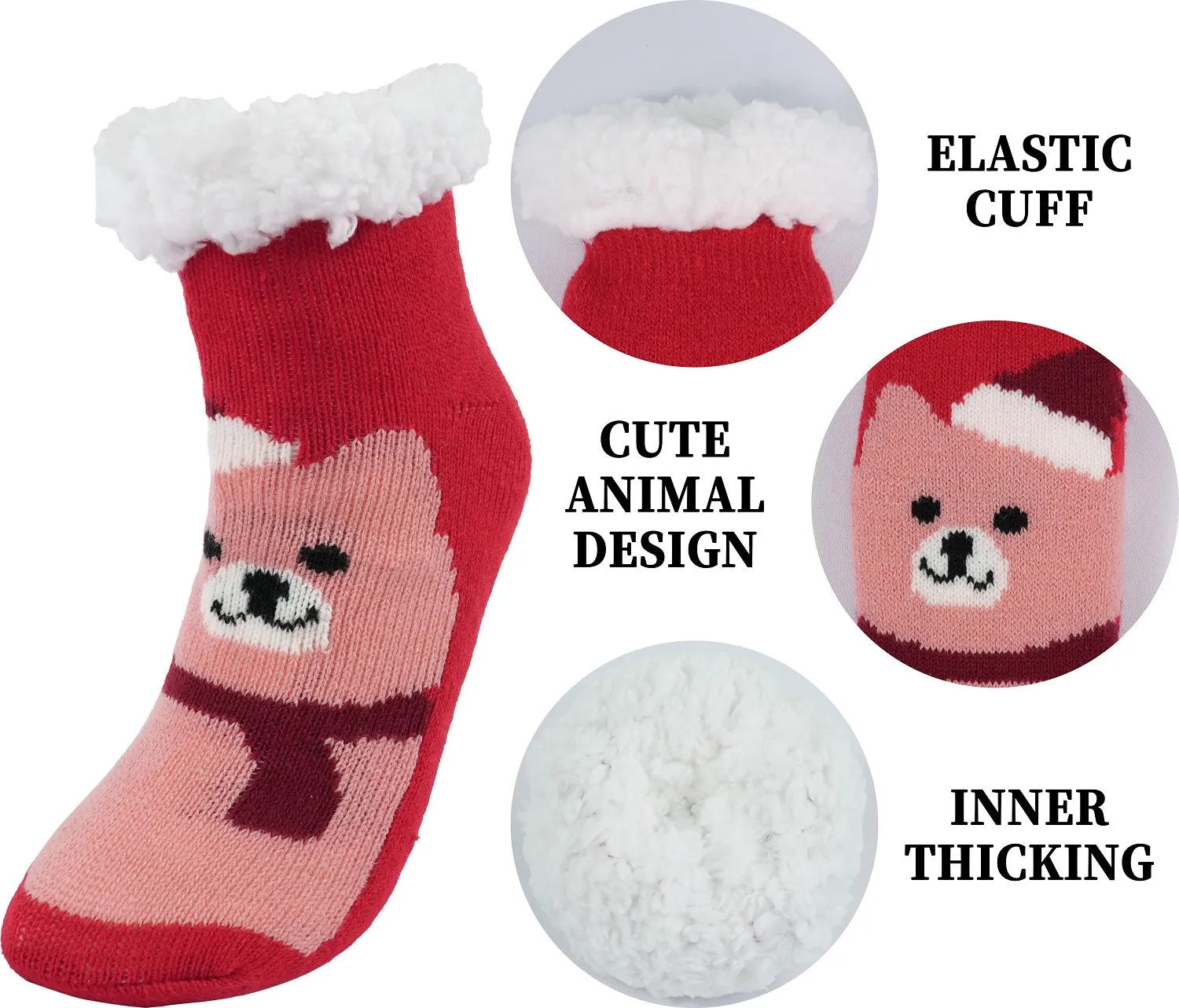 BenSorts Kids Slipper Socks Girls Boys Warm Fuzzy Fleece Christmas Socks Gift Stocking Stuffers