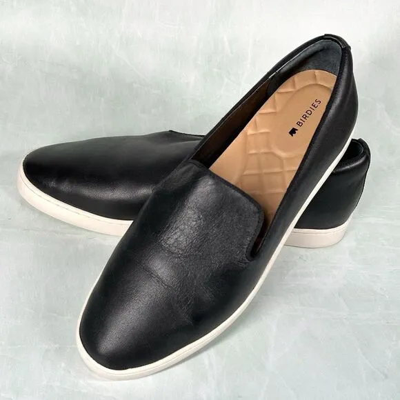 Birdies Shoes Women’s Size 9.5 The Swift Black Smooth Leather Slip On Sneaker