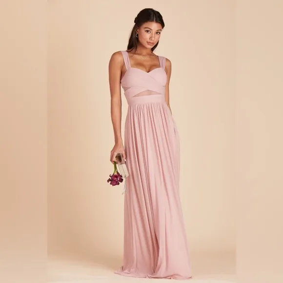 Birdy Grey Elsye Dress Mesh Dusty Rose Women’s Bridal Bridesmaid NWT Large Maxi