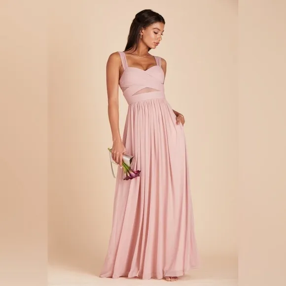 Birdy Grey Elsye Dress Mesh Dusty Rose Women’s Bridal Bridesmaid NWT Large Maxi