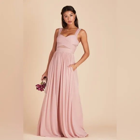 Birdy Grey Elsye Dress Mesh Dusty Rose Women’s Bridal Bridesmaid NWT Large Maxi
