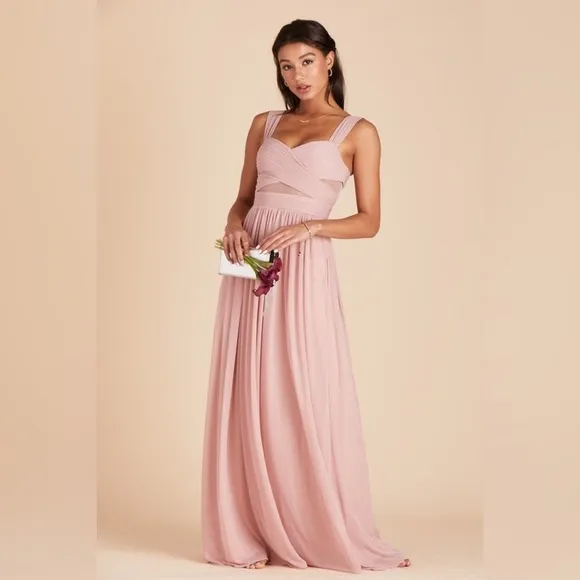Birdy Grey Elsye Dress Mesh Dusty Rose Women’s Bridal Bridesmaid NWT Large Maxi
