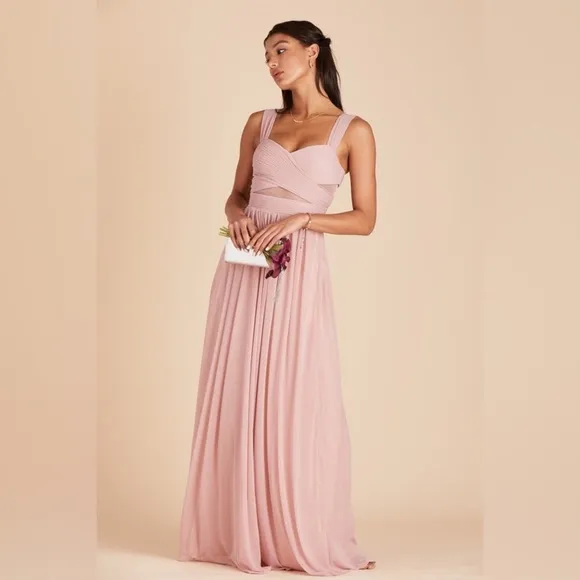 Birdy Grey Elsye Dress Mesh Dusty Rose Women’s Bridal Bridesmaid NWT Large Maxi