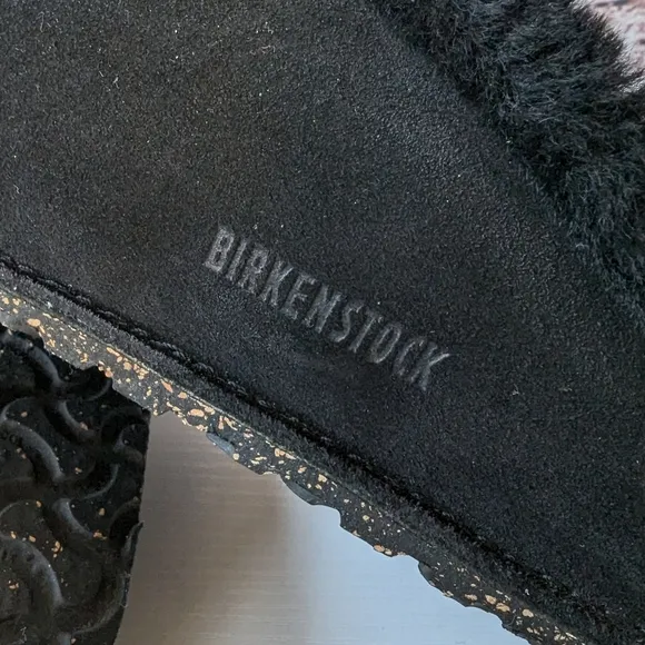 Birkenstock Zermatt Genuine Shearling Lined Slipper Black Suede Slip-On Shoes
