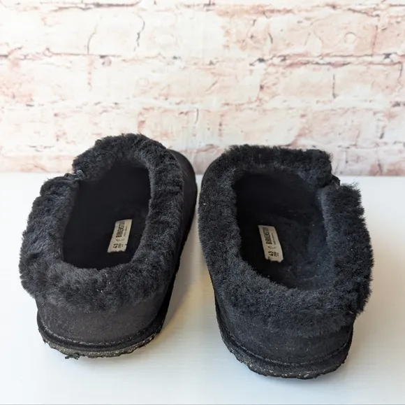Birkenstock Zermatt Genuine Shearling Lined Slipper Black Suede Slip-On Shoes