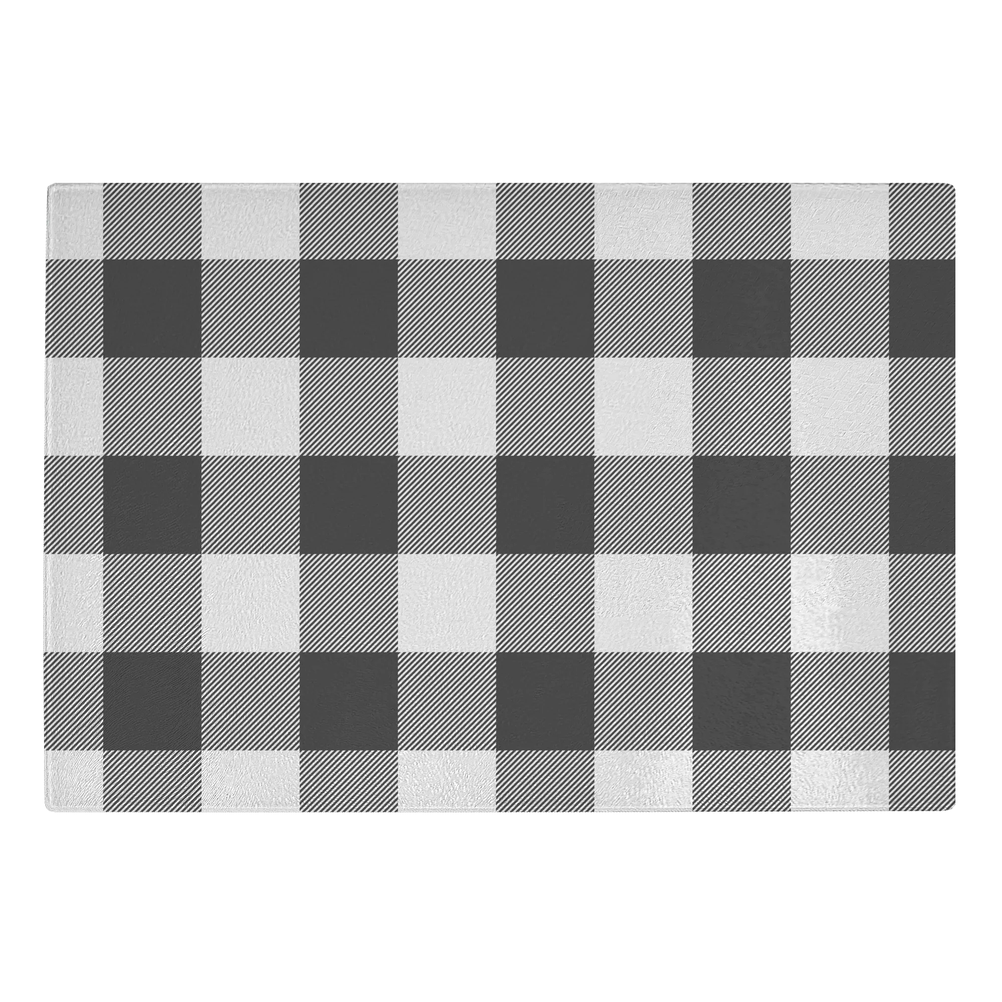 Black and White Buffalo Plaid Tempered Glass Cutting Board