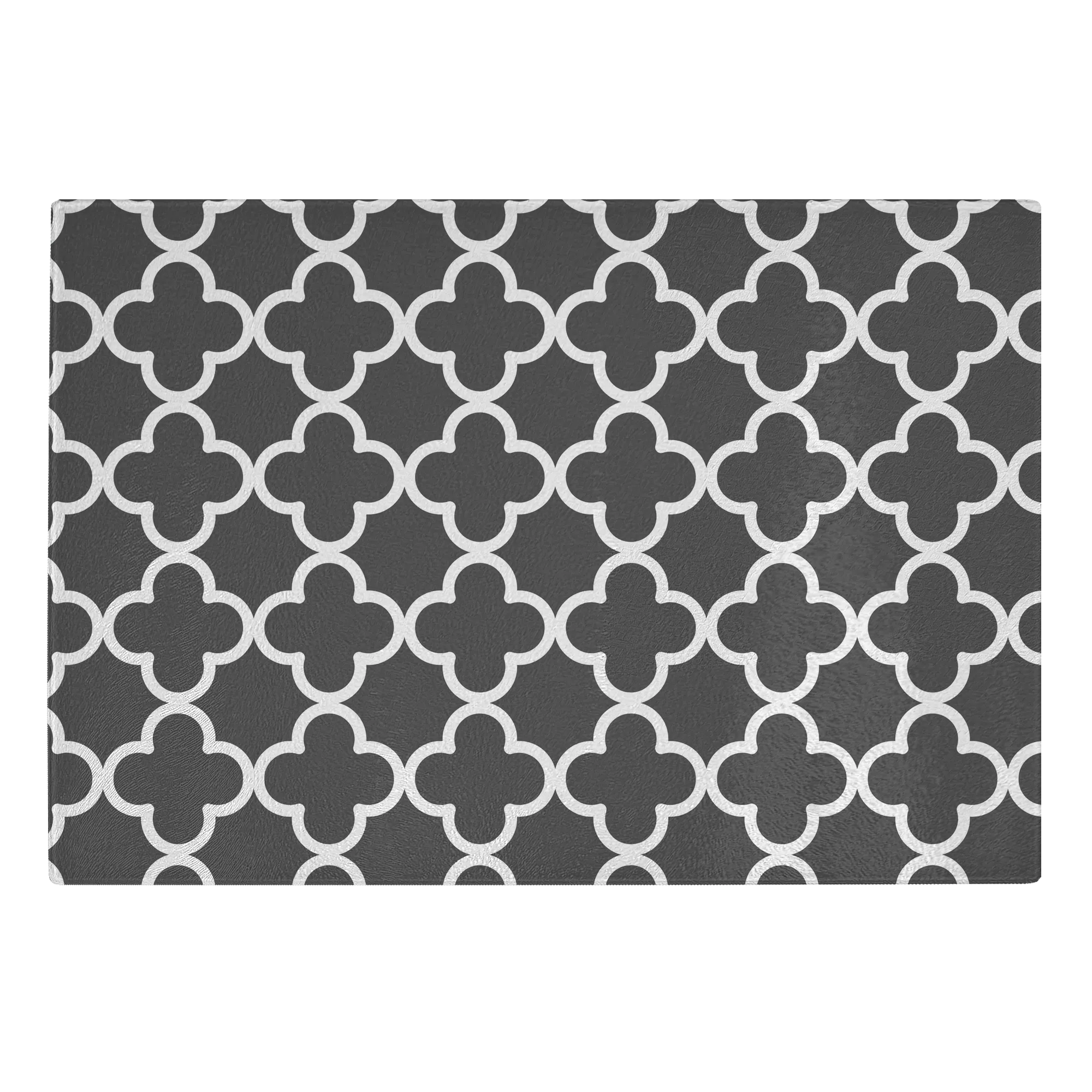 Black and White Quatrefoil Tempered Glass Cutting Board