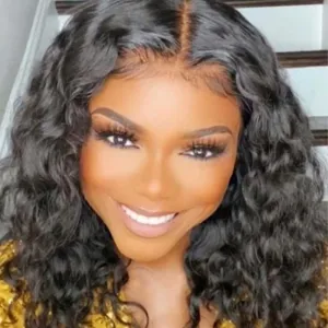 Black Bob Deep Wave Wig for Party